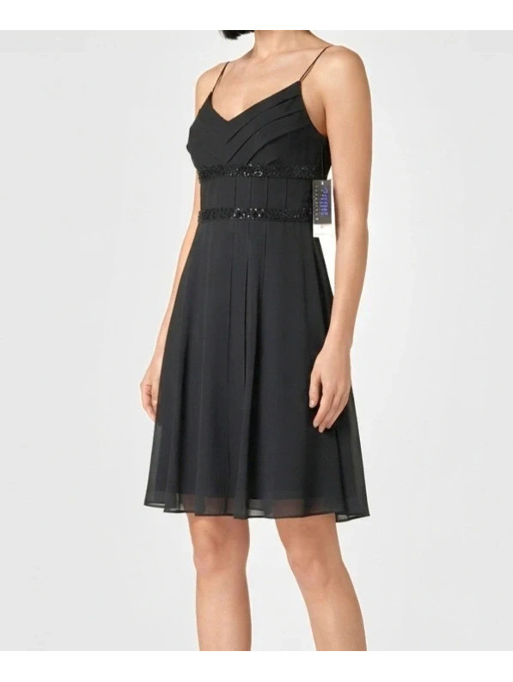 Eliza J New York Women's 8 Party Silk Layered Strapless cocktail Dress Black NWT